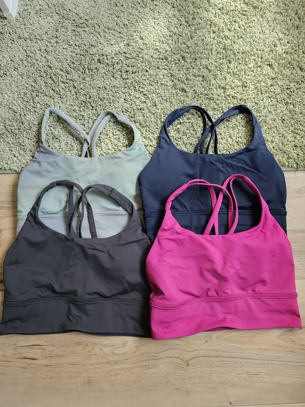 lululemon athletica Racerback Sports Bra Bundle- Hot Pink, Blue, Charcoal, Sage